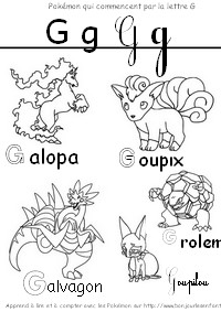 Coloriage Les Pokémon qui commencent par G: Galopa, Goupix, Grolem...