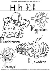 Coloriage Les Pokémon qui commencent par H: Herbizarre, Hexadron, Hypocéan... 
