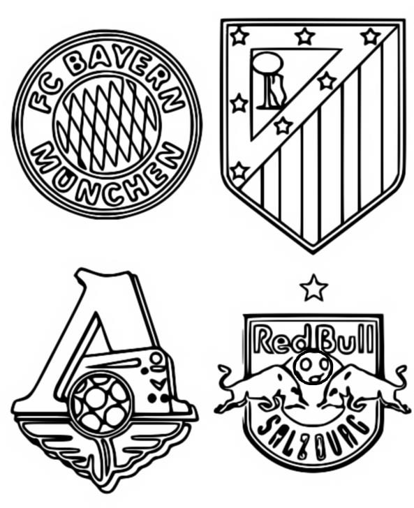 Coloring page Group A: Bayern Munich - Athlético Madrid - Red Bull Salzbourg - Lokomotiv Moscou