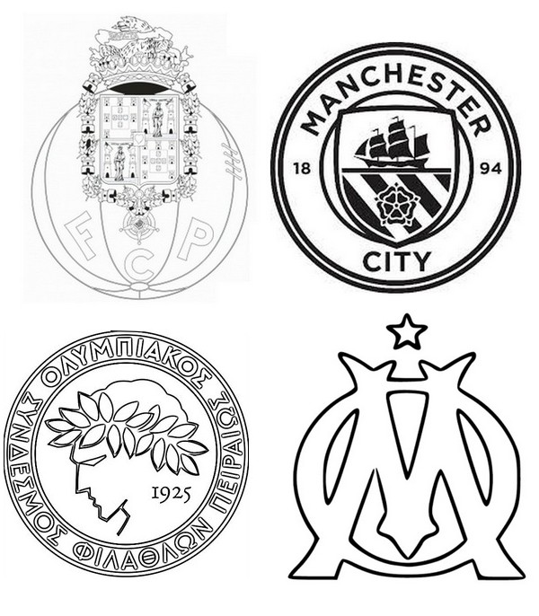 Coloring page Group C: Porto - Manchester City - Olympiakos - Marseille - UEFA Champions League 2021