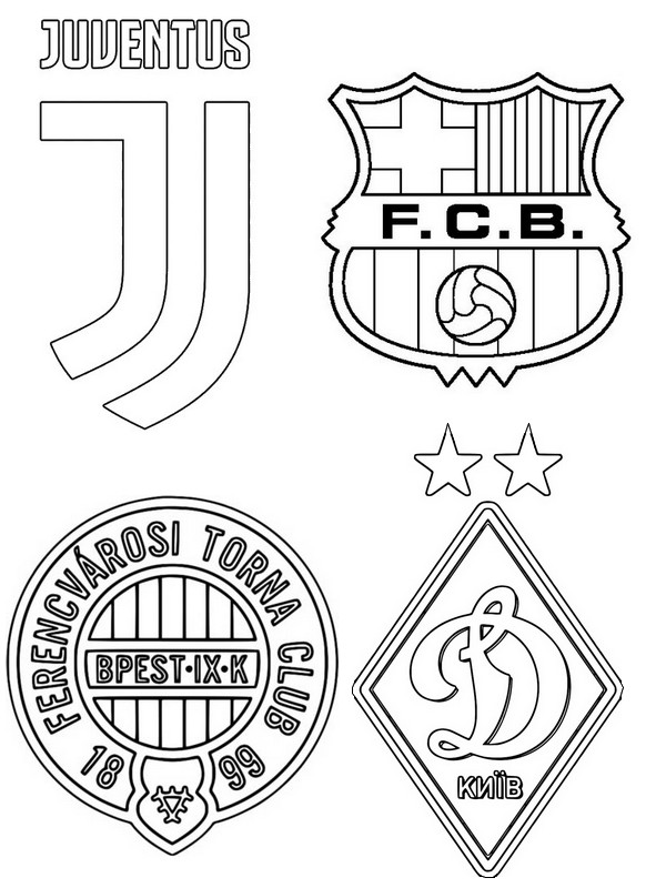 Coloring page Group G: Juventus FC - Barcelona - Dynamo Kyiv - Ferencváros - UEFA Champions League 2021