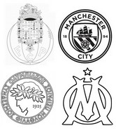 Desenho para colorir Grupo C: Porto - Manchester City - Olympiakos - Olympique de Marseille