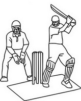 Dibujo para colorear Bateador de críquet y portero