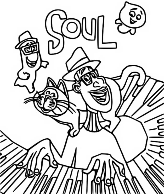 Coloring page Joe plays the piano