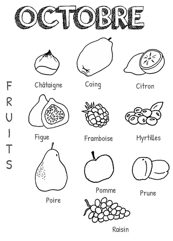 Coloriage Fruits d'octobre