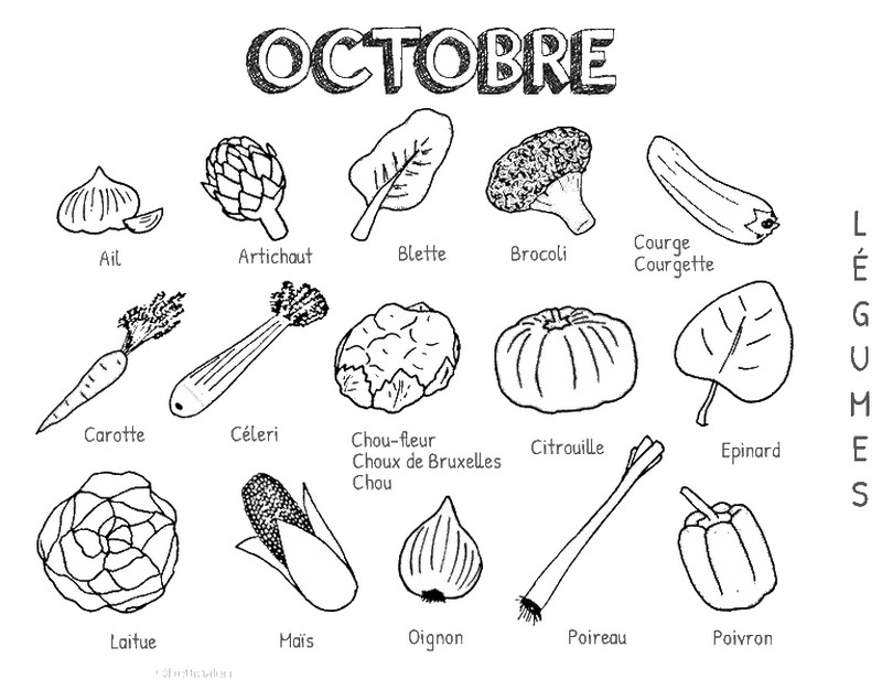 Coloriage Légumes d'octobre