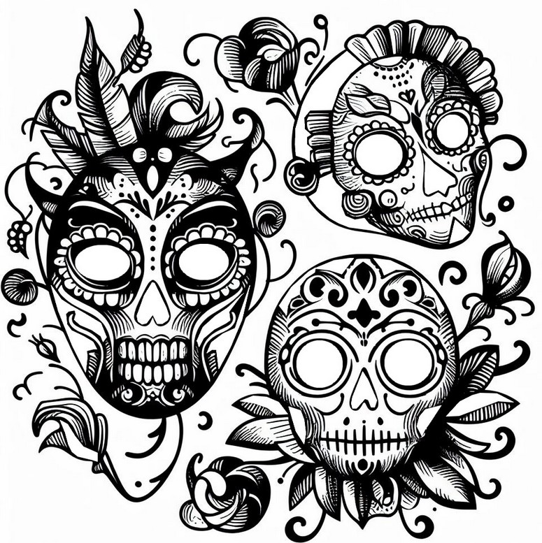 Dibujo para colorear Máscaras