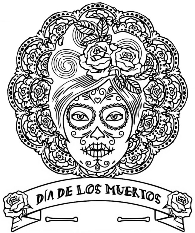 Dibujo para colorear Dia de Muertos : Dia de los muertos 1