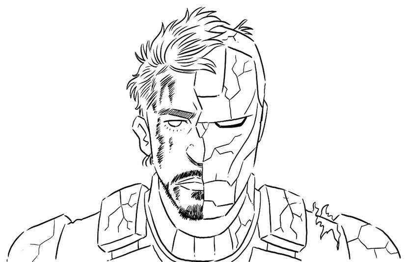 Coloring page Tony Stark and Iron Man - Fortnite - Marvel