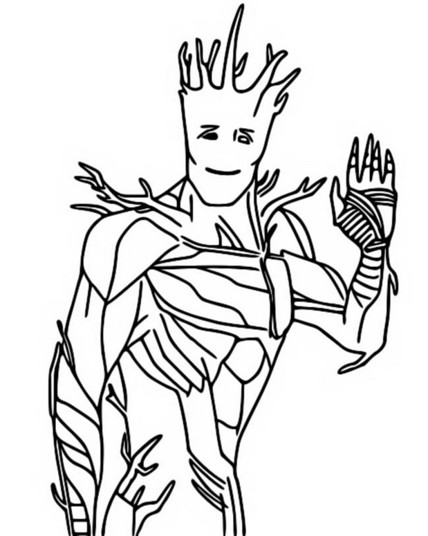 Coloring page Groot - Fortnite - Marvel