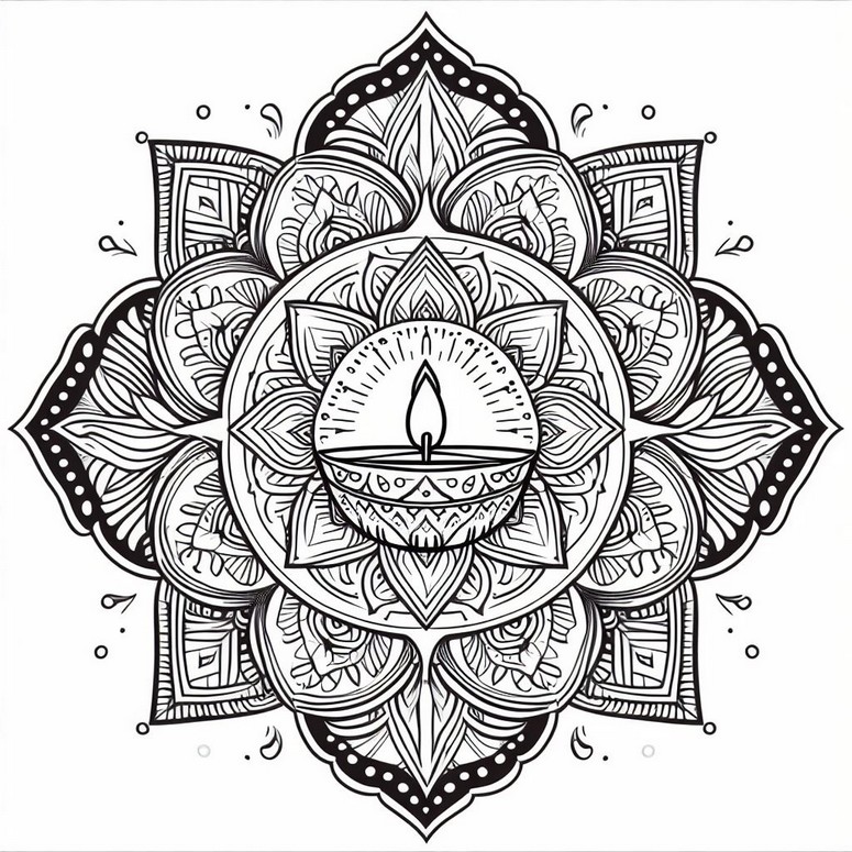 Coloriage Mandala - Bougie