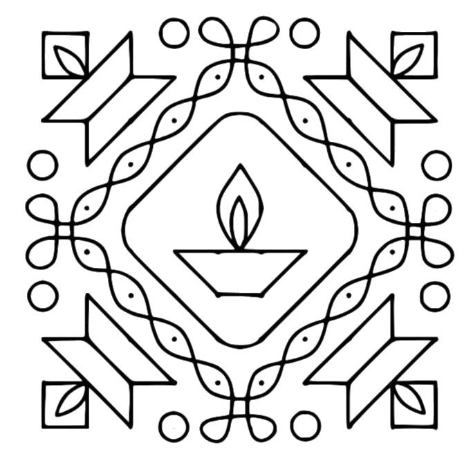 Coloring page Diya (oil lamp)