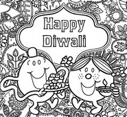 Desenho para colorir Mr. Men e Little Miss estão celebrando Diwali