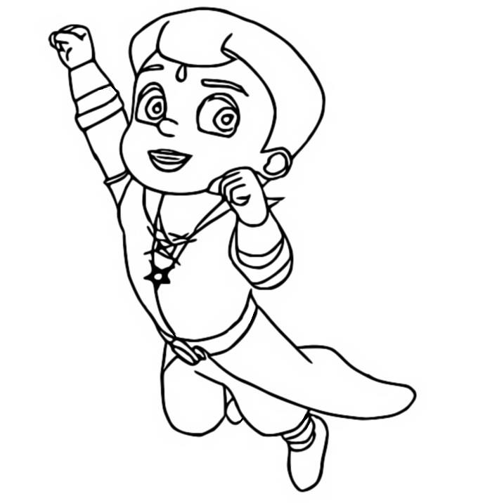 Coloring page It's a bird. It's a plane. It's Super Bheem.