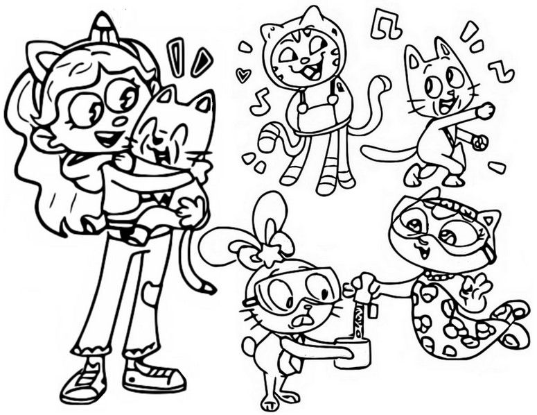 Coloriage Gabby et La Maison Magique : Gabby et friends 11