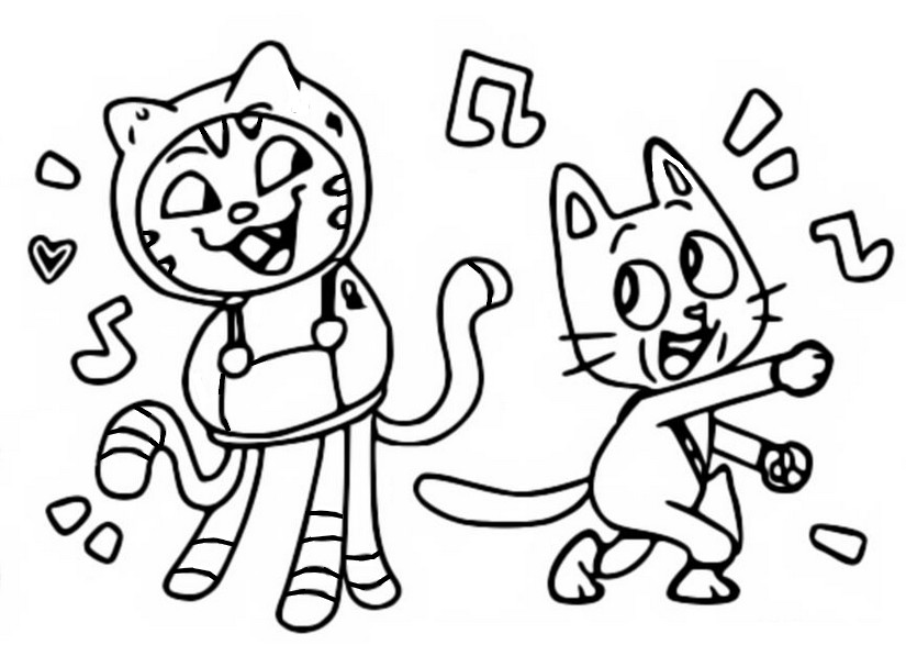 Coloriage DJ Catnip et Pandy Paws