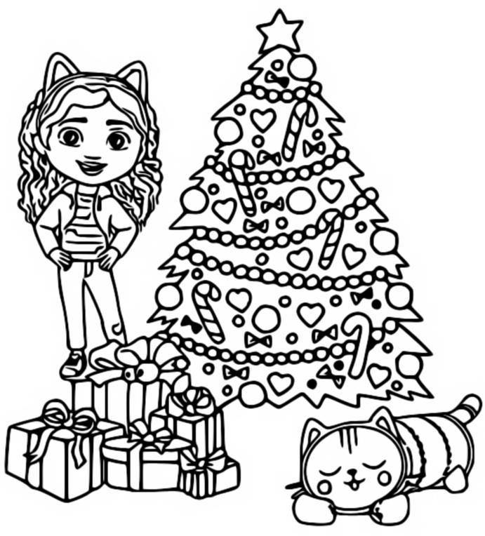 Coloriage Gabby et La Maison Magique - Noël