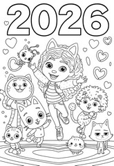 Ücretsiz boyama resmi - Mutlu Yeni Yıl 2026 - Gabby nin Hayal Evi