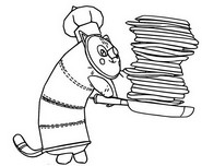 Coloring page Pillow Cat makes pancakes