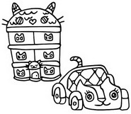 Coloring page The house and the car