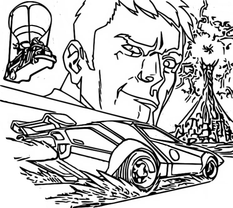 Coloring page Agent Jones & car