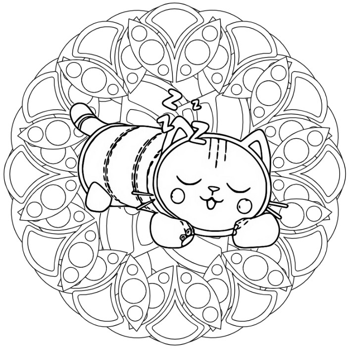 Fargelegging Tegninger Pillow Cat - Gabbys dukkehus Mandalas