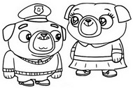 Coloring page Little Momma Pug and Little Poppa Pug