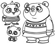 Coloring page Nico Panda, Bodi Panda and Amanda Panda