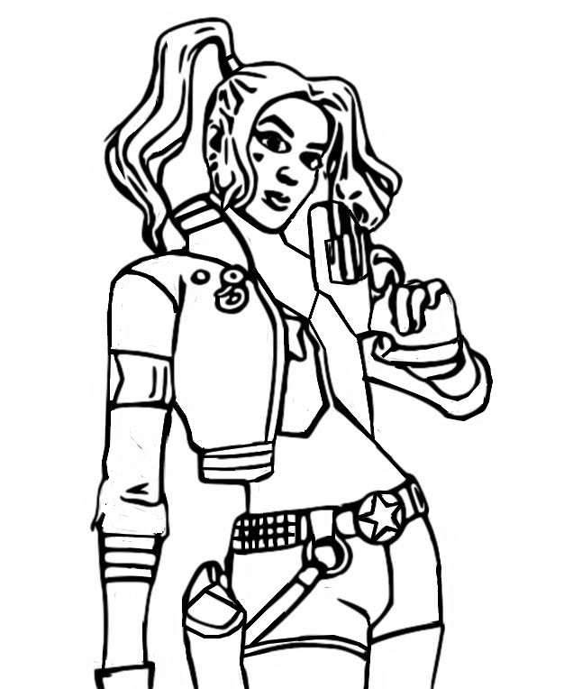 Coloring page Rebirth Harley Quinn Outfit - Batman Fortnite Zero Point