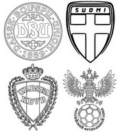 Disegno da colorare Gruppo B: Danimarca, Finlandia, Belgio, Russia