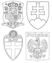 Coloring page Group E: Spain, Sweden, Poland, Slovakia