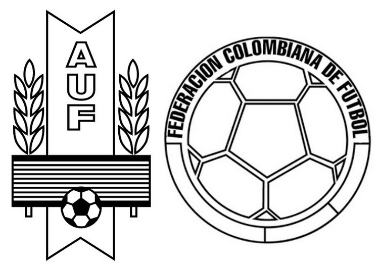 Desenho para colorir Final trimestre: Uruguai - Colômbia - Copa America 2021