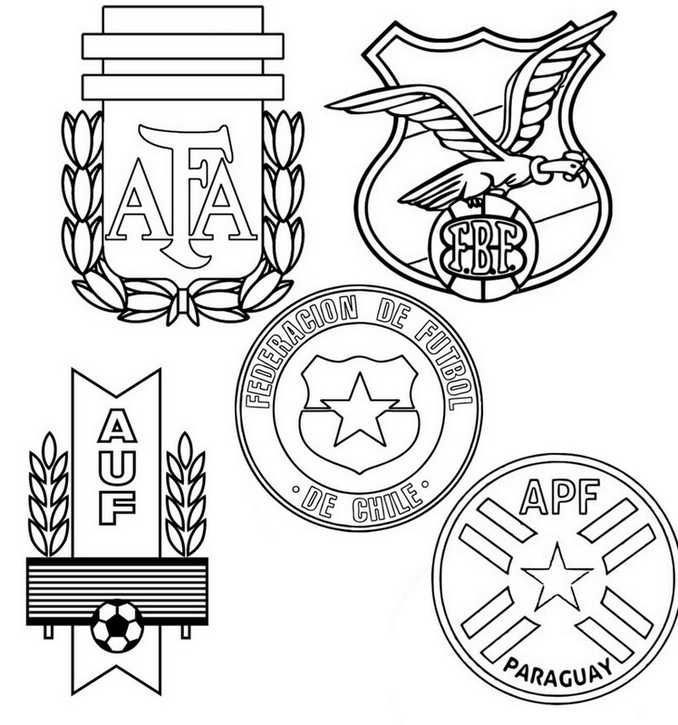 Coloring page Group A: Argentina, Bolivia, Chile, Uruguay, Paraguay