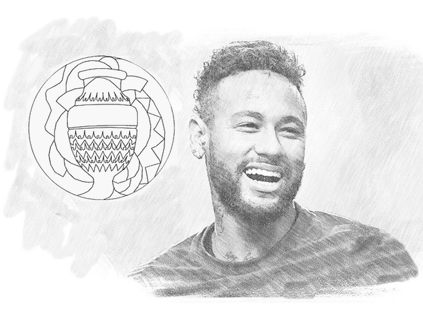 Desenho para colorir Neymar Jr - Copa America 2021