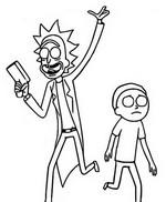 Kleurplaat Rick en Morty