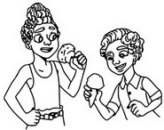Dibujo para colorear Luca y Alberto comer un helado.