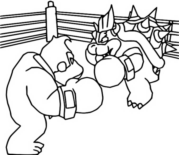 Coloring page Boxing - Donkey Kong - Bowser - Mario and Sonic at the Olympic Games Tokyo 2020