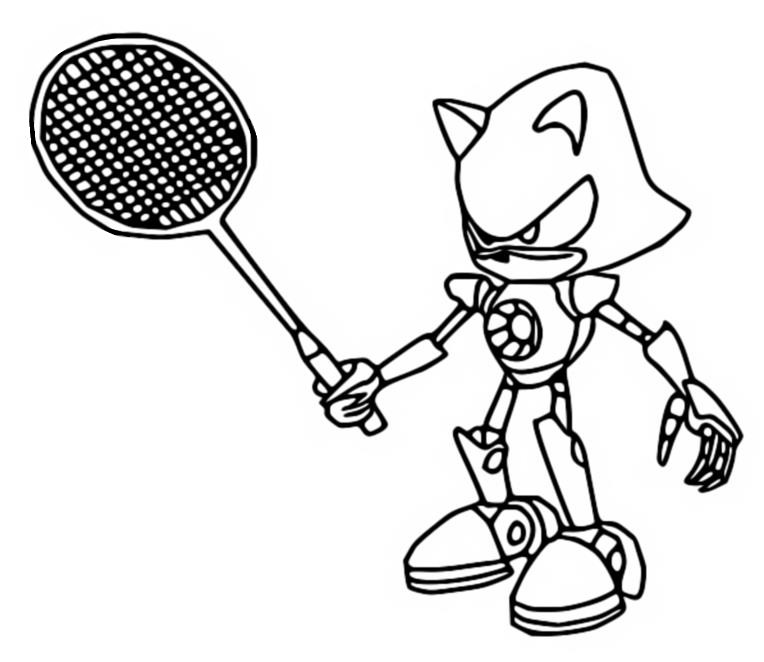 Coloring page Badminton - Metal Sonic - Mario and Sonic at the Olympic Games Tokyo 2020