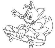 Coloring page Tails - Skateboard