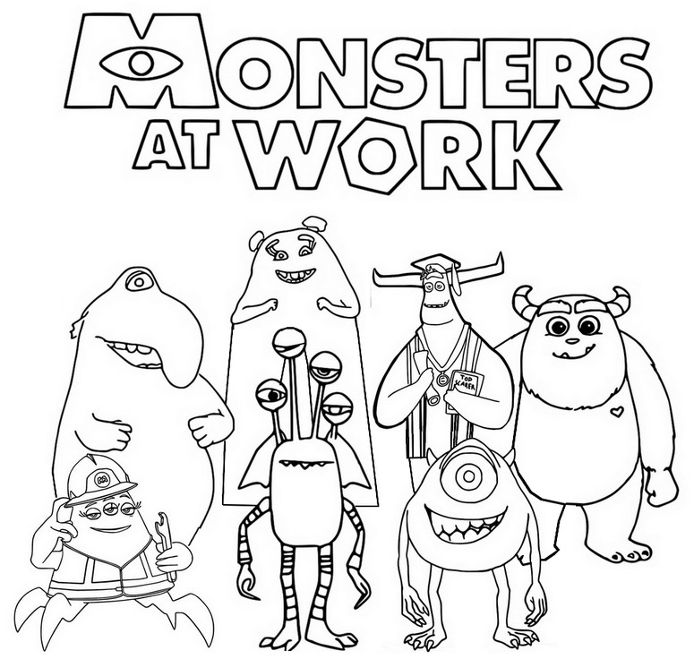 Dibujo para colorear Monsters at work : Logo 9