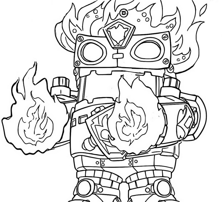 Dibujo para colorear Screwikz lanza sus llamas - Superthings El combate de Powerbots
