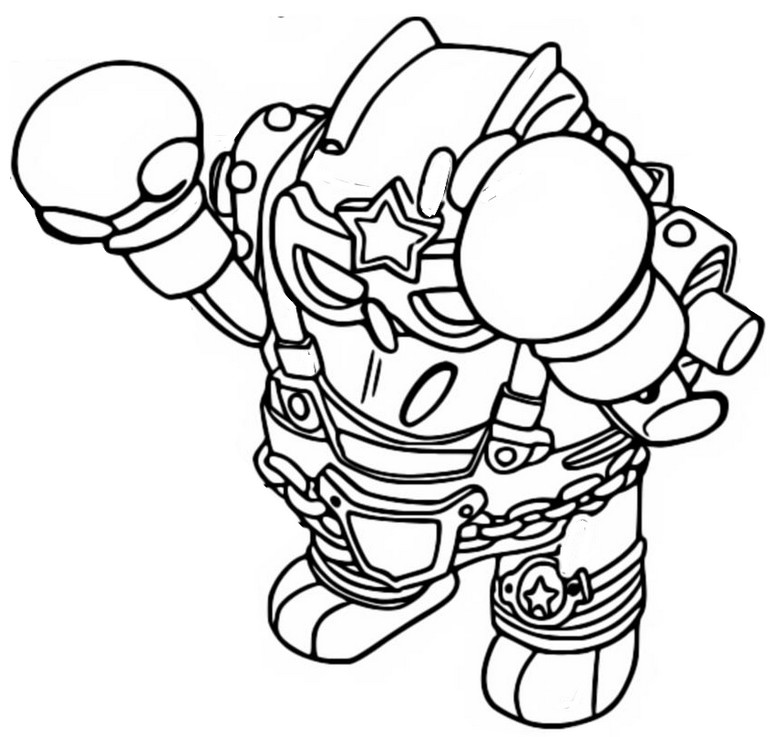 Dibujo para colorear Mech Fixer ganó - Superthings El combate de Powerbots