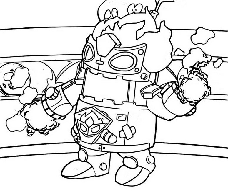 Dibujo para colorear Screwikz es herido - Superthings El combate de Powerbots