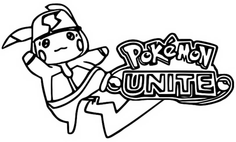 Desenho para colorir Logotipo - Pikachu - Pokémon Unite - Holowear