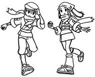 Desenho para colorir Akari e Rei