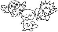 Dibujo para colorear Pokémon inicial: Rowlet, Cyndaquil, Oshawot