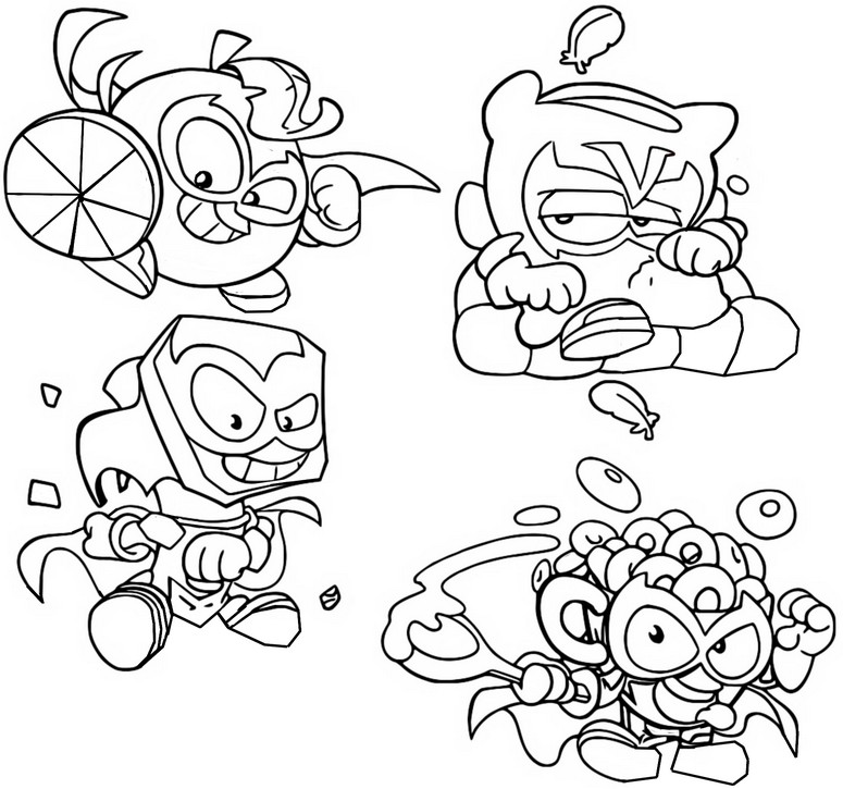Coloring page Fearsome Fighters: Steel Face - Citrikus Mad Nap - Bad Flakes - Superthings Kazoom Kids - Superzings 8