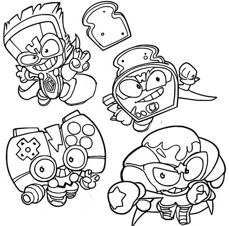 Coloring page Hard Gamers: Enjoystick - Butter Horn - Thundertoast - Brush Flash