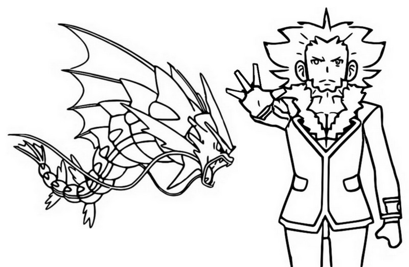 Coloring page Episode 3: Lysandre & Mega Gyarados