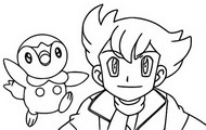 Coloring page Episode 5 - The rival - Piplup - Barry